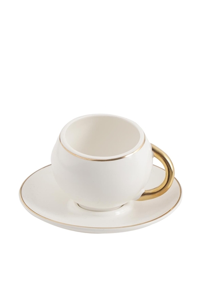 Acar Home - 6'Lı Porselen Kahve Fincan Takımı Beyaz <br> clk-010085