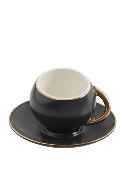 Acar Home - 6'Lı Porselen Kahve Fincan Takımı Siyah <br> clk-010085