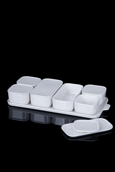 acar - ACAR PURE WHİTE Beyaz 7 Li Porselen Kapaklı Kahvaltılık SCT-010874/4