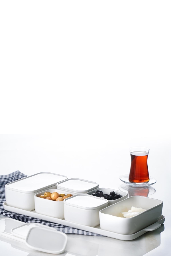 ACAR PURE WHİTE Beyaz 7 Li Porselen Kapaklı Kahvaltılık SCT-010874/4
