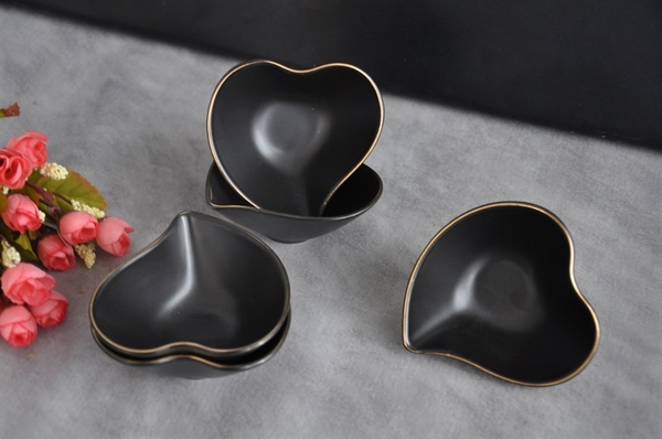 Paçi - Çerezlik Porselen 6lı Kalp Siyah