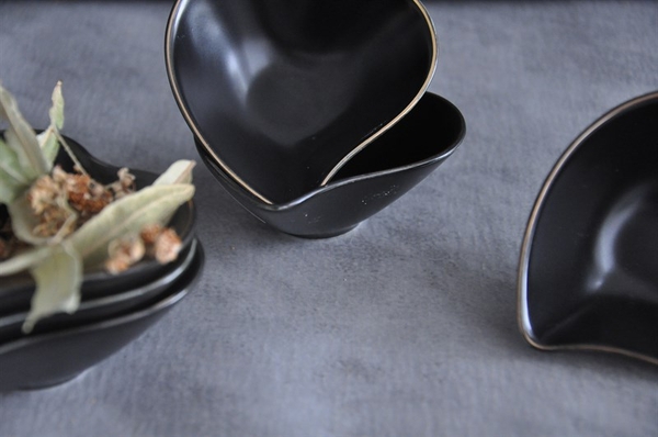 Çerezlik Porselen 6lı Kalp Siyah - 2