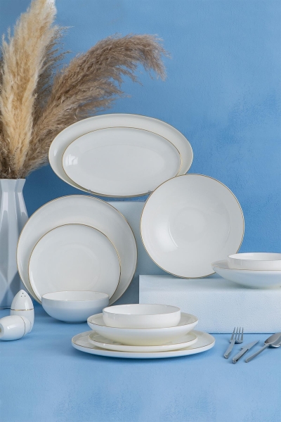 Daphne 12 Kişilik 57 Parça Bone Yemek Takımı Gold - 2
