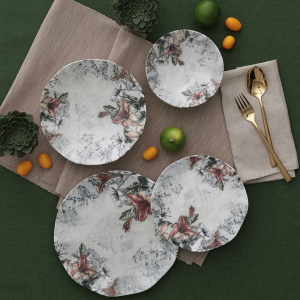 Güral Porselen - GÜRAL 24 PARÇA NESRİN YEMEK SETİ <br> GBSNES24Y41001156