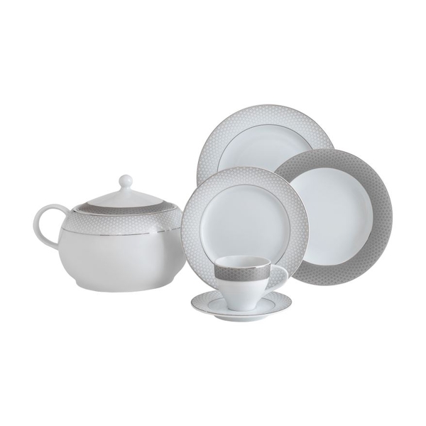 Güral Porselen - GÜRAL TOLSTOY YEMEK TAKIMI <br> 84 PARÇA 12 KİŞİLİK <br> TLS84YT9305437
