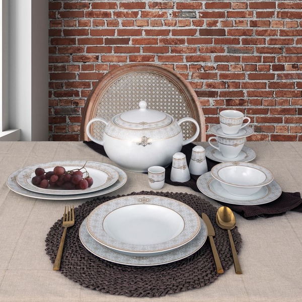 Güral Porselen - GÜRAL TOLSTOY YEMEK TAKIMI <br> 84 PARÇA 12 KİŞİLİK <br>TLS84YT9305952