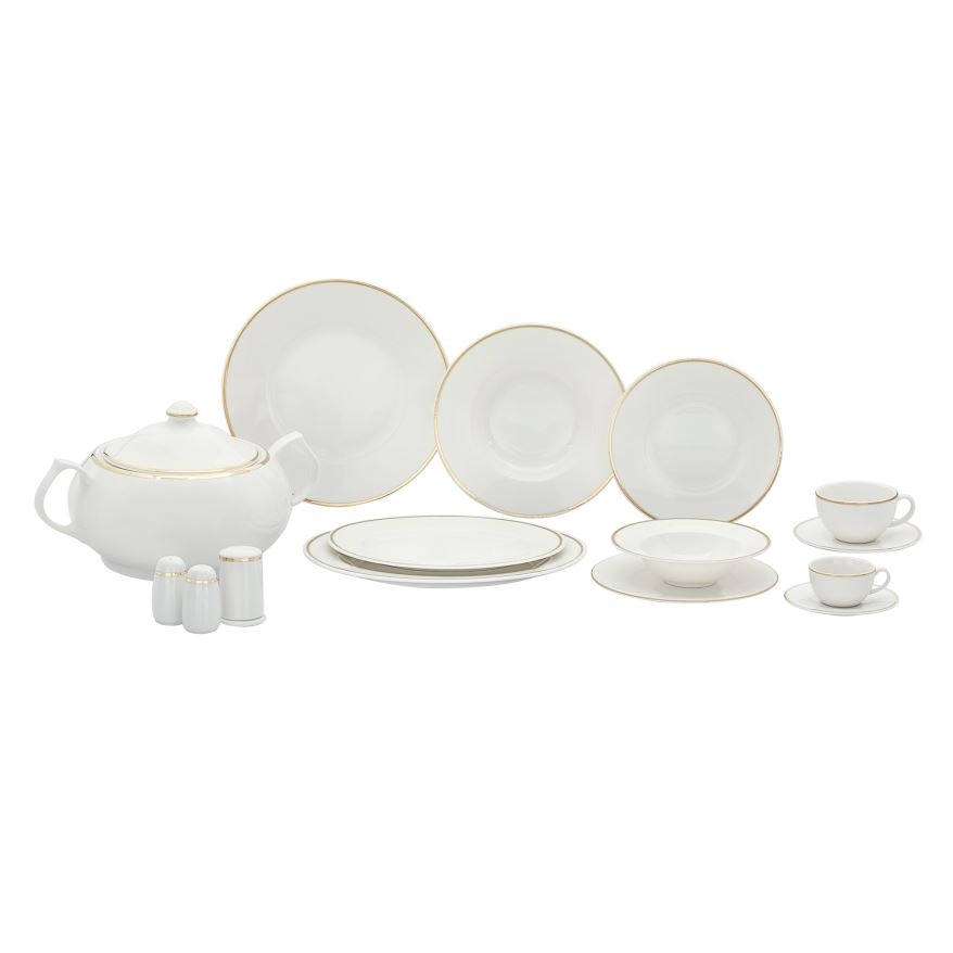 GÜRAL 12 KİŞİLİK YEMEK TAKIMI <br> 85 PARÇA YUVARLAK BONE <br> GBSH85YT29