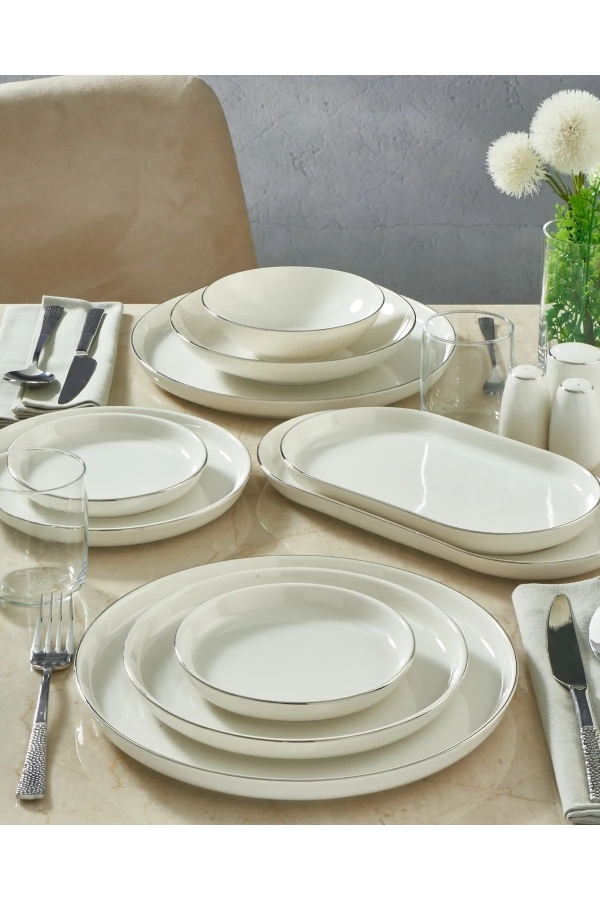 Güral Porselen Bilbao 69 Parça 12 Kişilik Bone Yemek takımı Platin GBSBLB69YT220