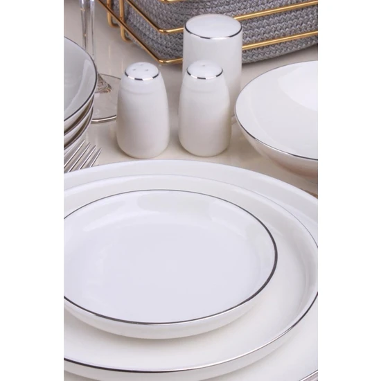 Güral Porselen Bilbao 69 Parça 12 Kişilik Bone Yemek takımı Platin GBSBLB69YT220 - 4