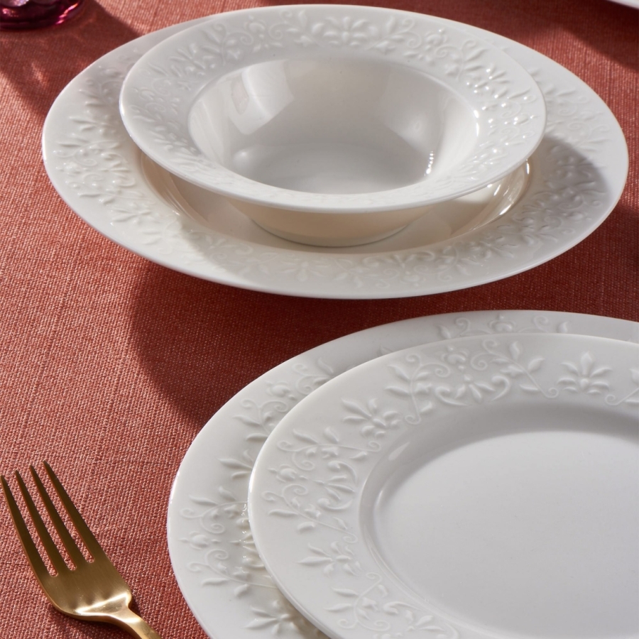GÜRAL PORSLEN DİLRUBA 24 PARÇA 6 KİŞİLİK BONE YEMEK TAKIMI