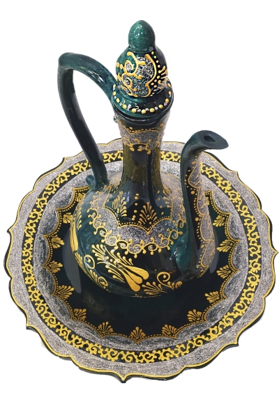 Hediyelik Çini Tabaklı İbrik Yaldızlı 30 cm - 2