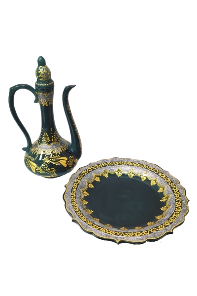 Hediyelik Çini Tabaklı İbrik Yaldızlı 30 cm - 3