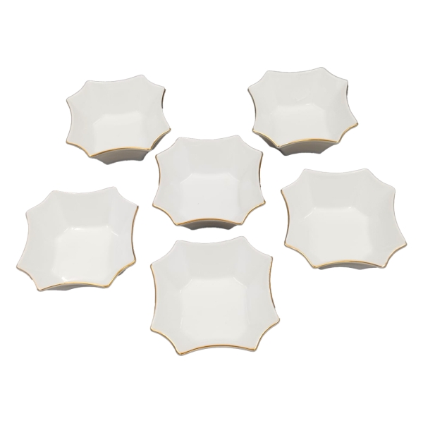 İpek Porselen Kahvaltılık Çerezlik Porselen 6 li Yıldız Kare Desenli - 3