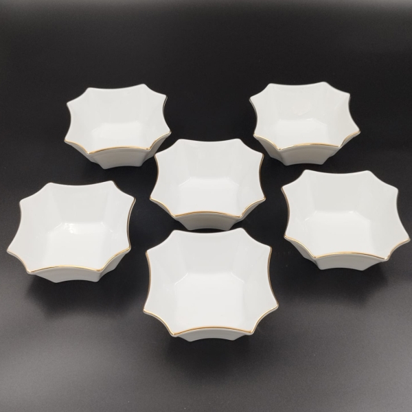 İpek Porselen Kahvaltılık Çerezlik Porselen 6 li Yıldız Kare Desenli - 4