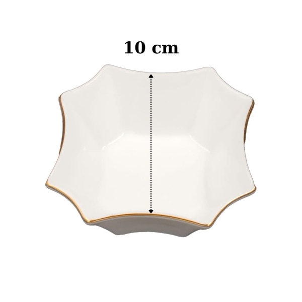 İpek Porselen Kahvaltılık Çerezlik Porselen 6 li Yıldız Kare Desenli - 5