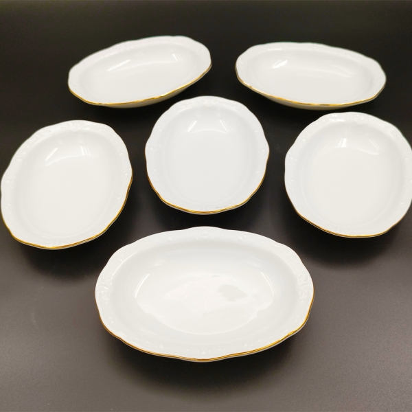 İpek Porselen Kahvaltılık Çerezlik Porselen 6 li Oval Kayık Tabak - 2