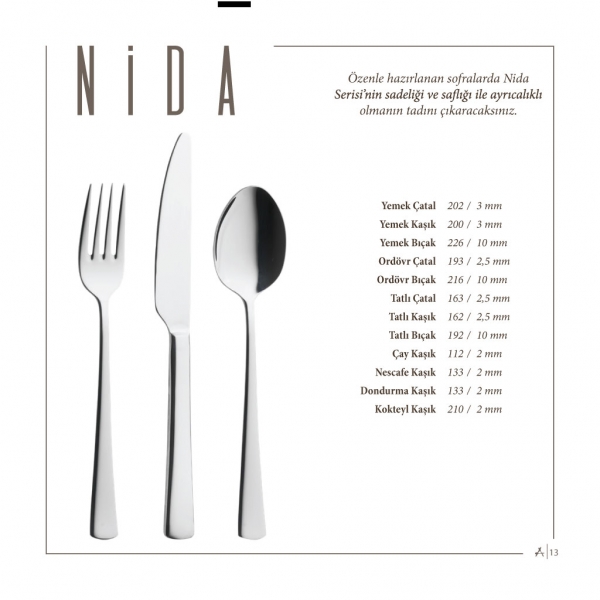 Nida 72 Parça 12 Kişilik Çatal Kaşık Bıçak - 3